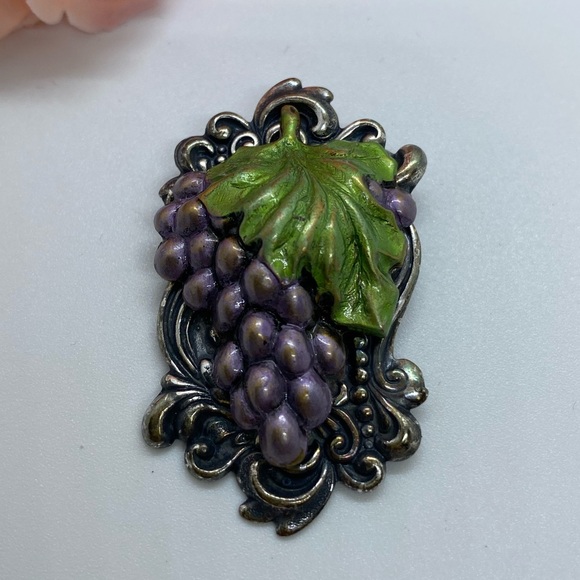 Broche Ancienne Nap 3 Romantique Pomponne Avec Améthyste - Violet, Métal, Pierre Naturelle, Occasion